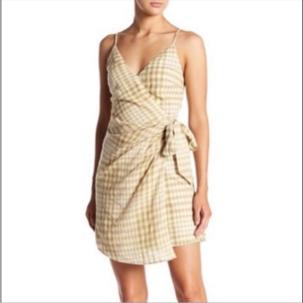 Free People Nodia Checkered Wrap Mini Dress